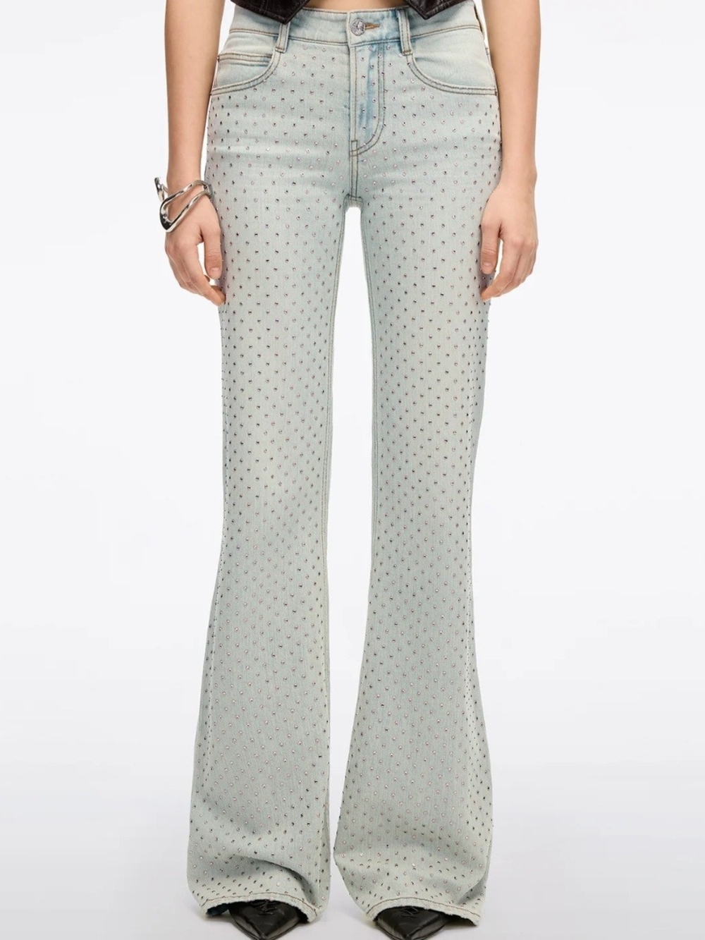 Miss Sixty  New Style Light Blue Flared Jeans with Subtle Dot Pattern
